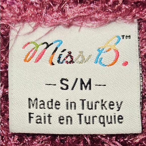 MISS B Women's Magenta Fuzzy Shimmer Long Sleeve Cropped Sweater SIZE S/M - Picture 8 of 11